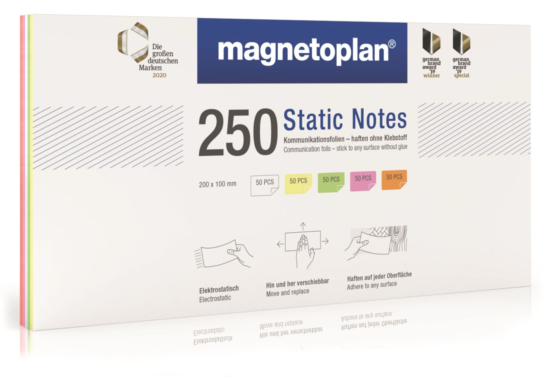 Static Notes, 250 Stück sortiert 200 x 100 mm www.jhs-gmbh.de